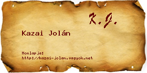 Kazai Jolán névjegykártya